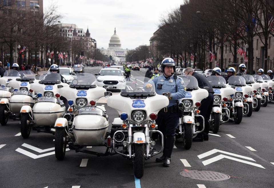  Motorbike cops seal off roads surrounding the Capitol building