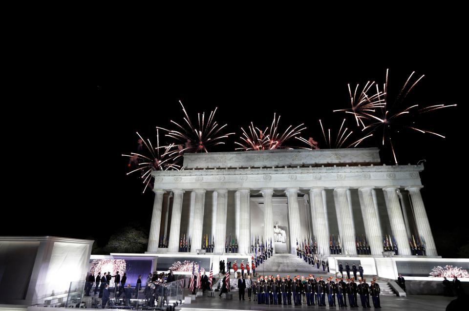  Fireworks explode over the Lincoln Memorial in Washington