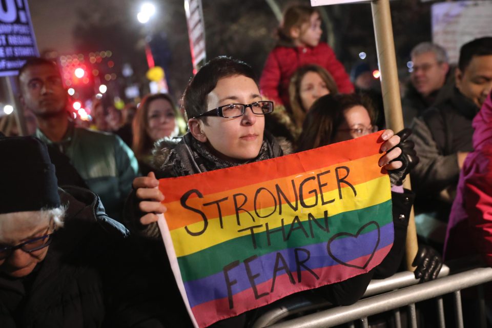  Many people descended on Washington D.C. to protest against Trump's presidential election the night before he is sworn in