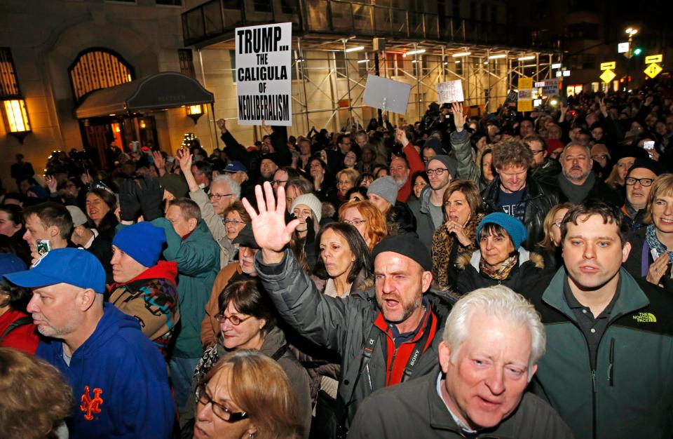  Thousands of New Yorkers took to the streets last night