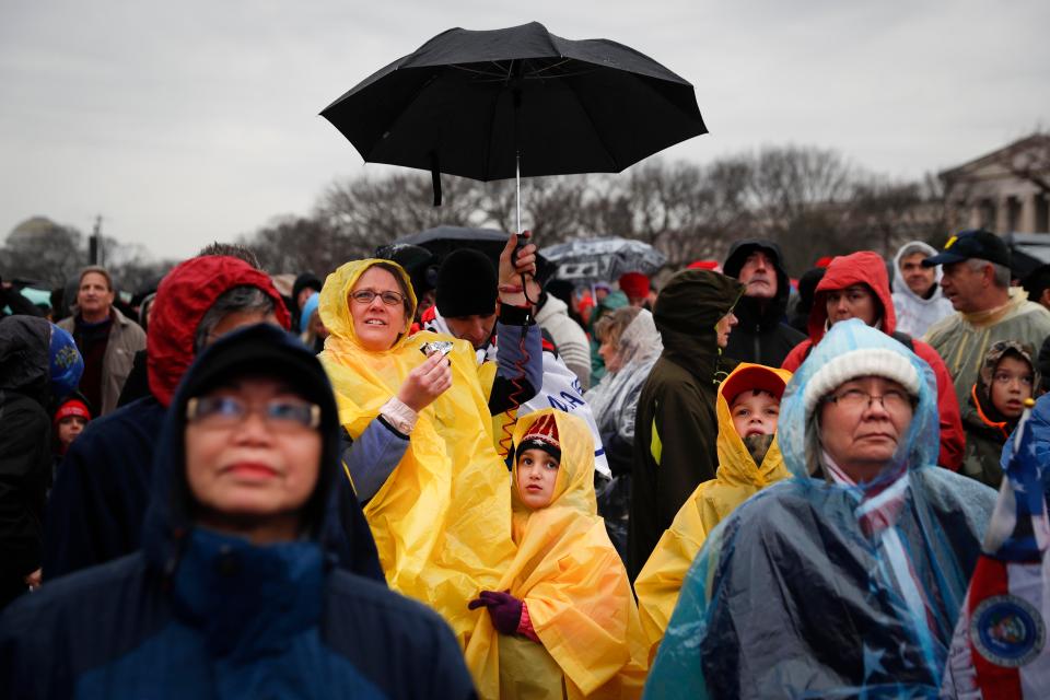  The rain has been pouring down in Washington ahead of the ceremony