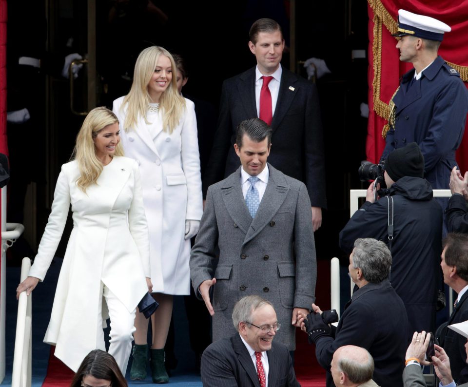  Ivanka, front, and Tiffany looked like twins with their near-identical tailored looks and glossy blonde hair