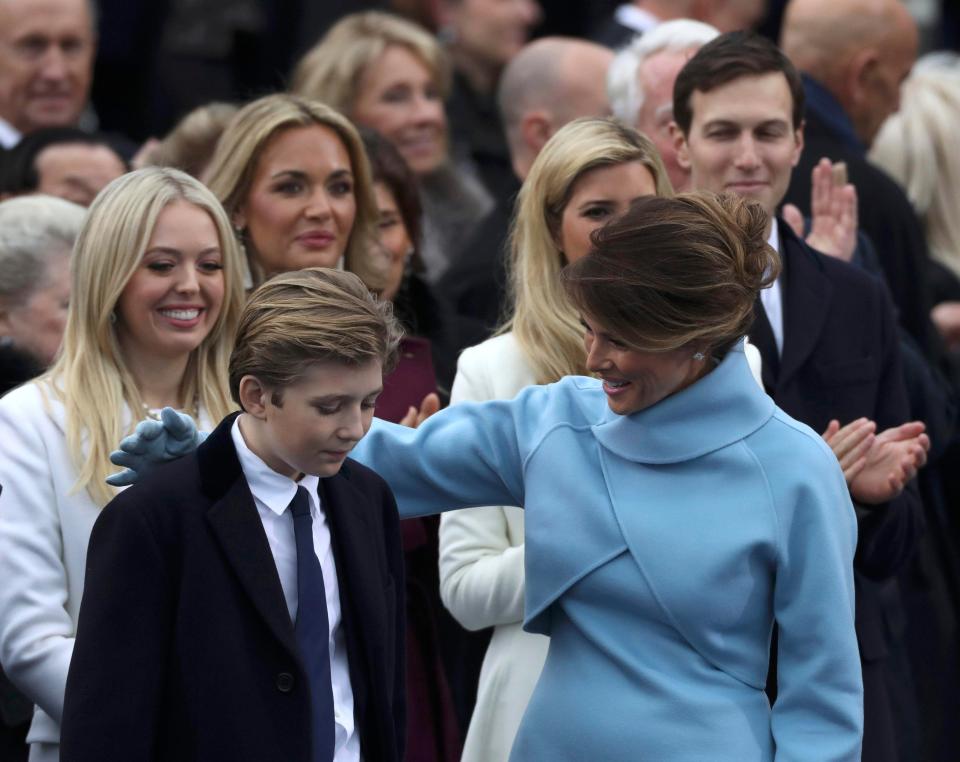  The youngest Trump didn't appear too impressed at his mother's antics