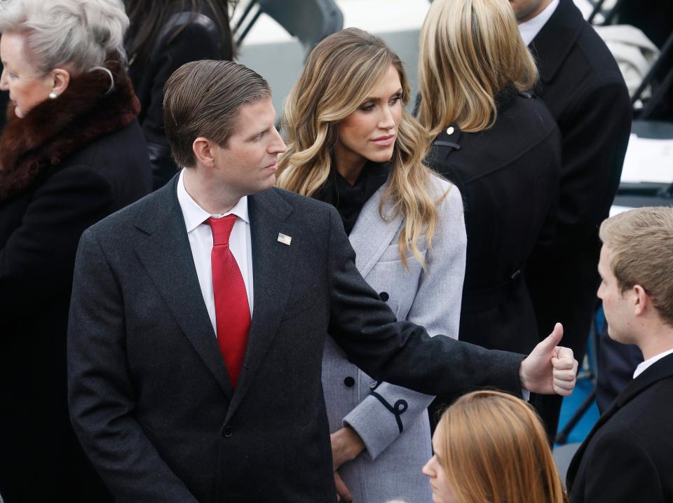  Lara and Eric Trump chatted to well-wishers ahead of the inauguration ceremony