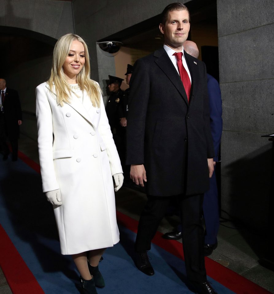  Tiffany Trump looked sophisticated in a double-breasted coat alongside her brother Eric