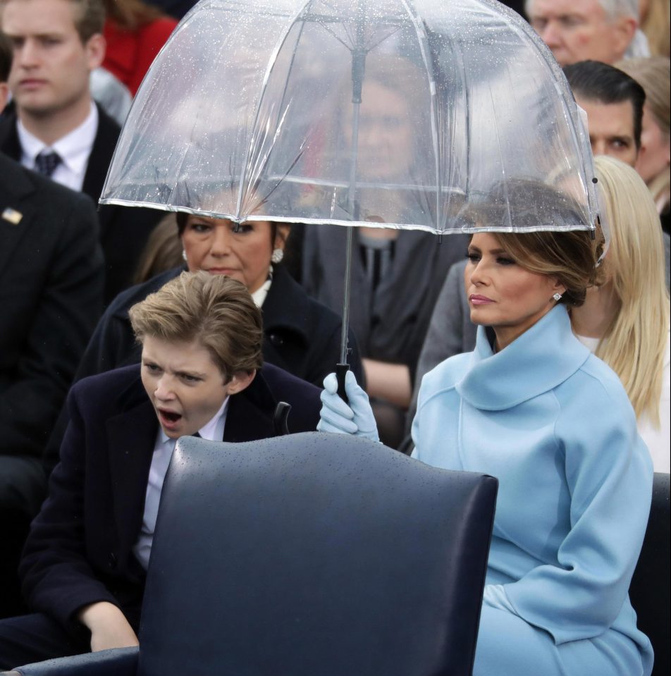  Baron Trump as, 10, seemed to struggle to stay awake during his father's first speech