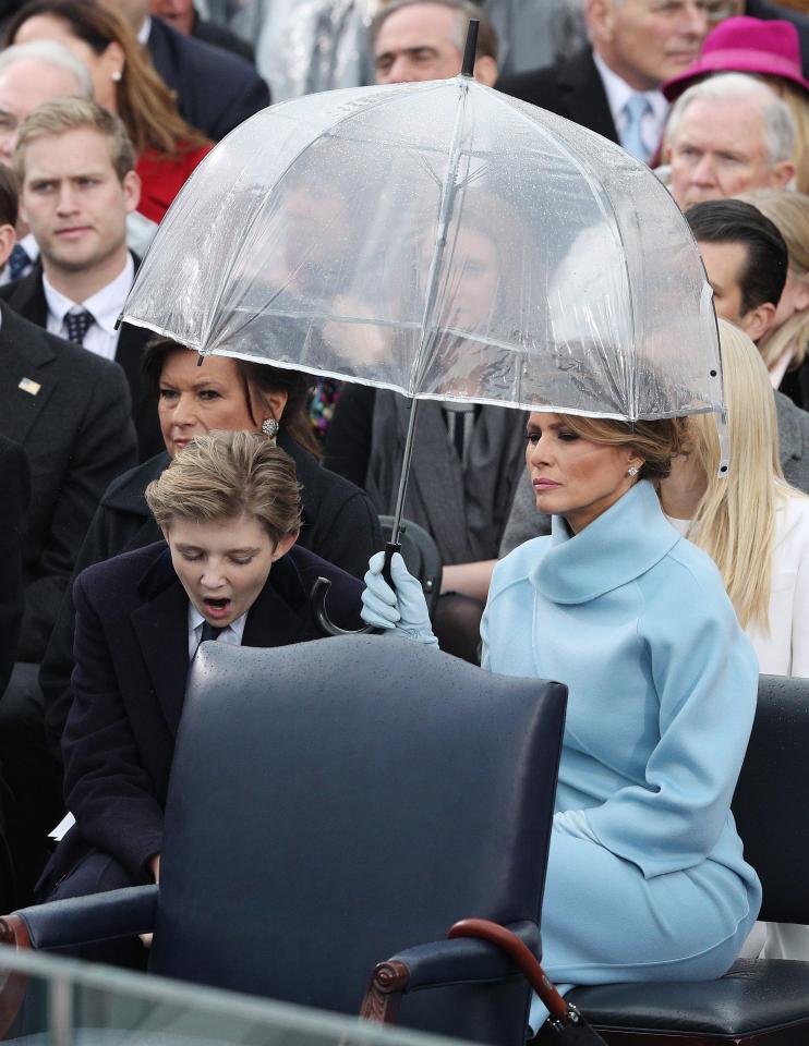  Barron Trump appeared to be struggling to stay awake during his dad's maiden speech as president