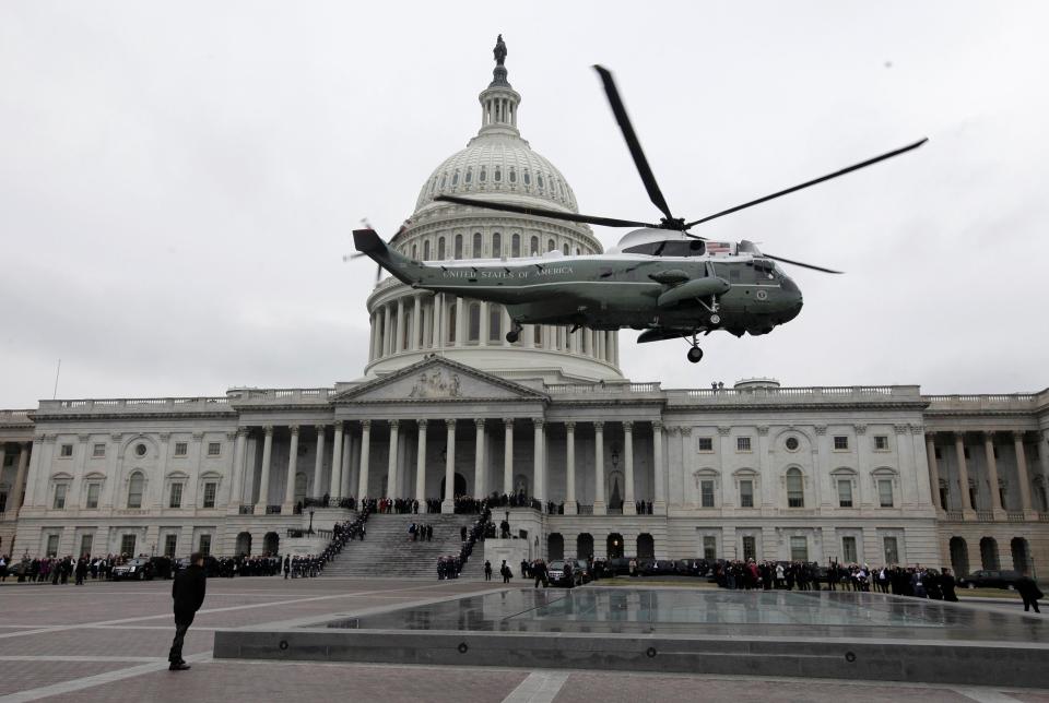  Barack and Michelle Obama left the White House for Andrews Air Force Base, where Obama thanked his staff