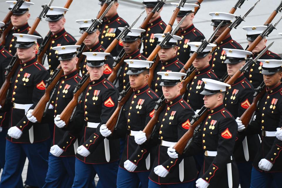  US Marines march during President Donald Trumps Inauguration parade