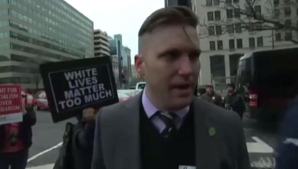  White supremacist Richard Spencer was being interviewed as he celebrated Trump's inauguration