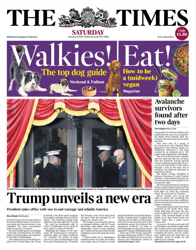  Underneath the wrap it had "Trump unveils a new era"