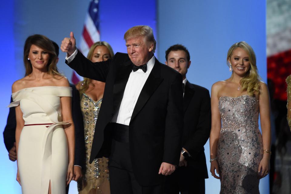  Trump was surrounded by his family as he told supporters 'we did it'