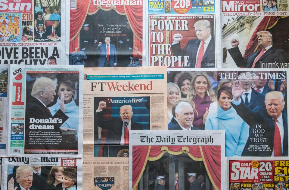  British papers all splashed on the Trump inauguration