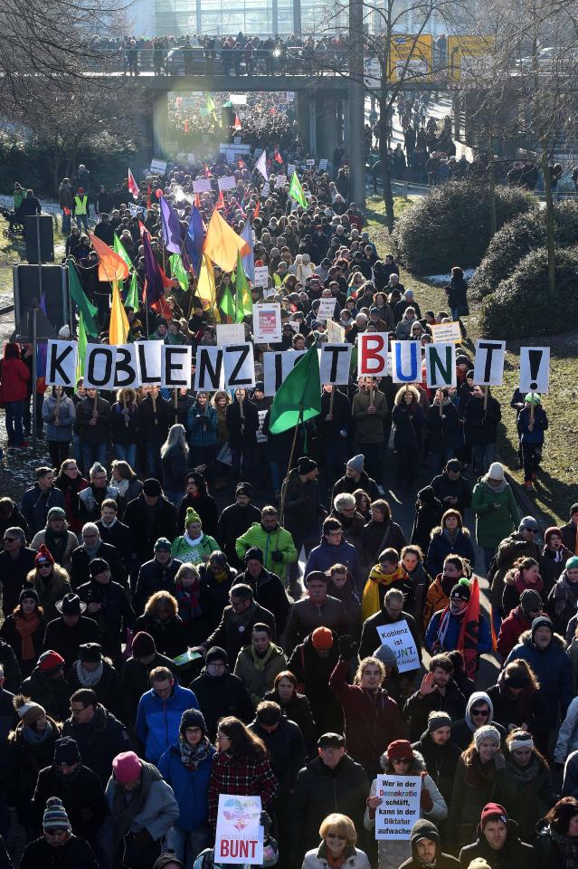  Demonstrators protest a meeting between Marine LePenn and Geert Wilders