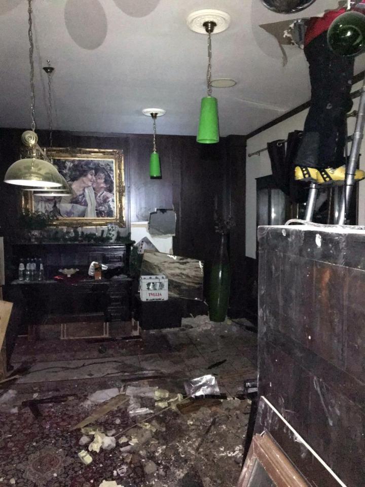  The interior of the avalanche-hit Rigopiano hotel. Five bodies had been recovered by dusk today