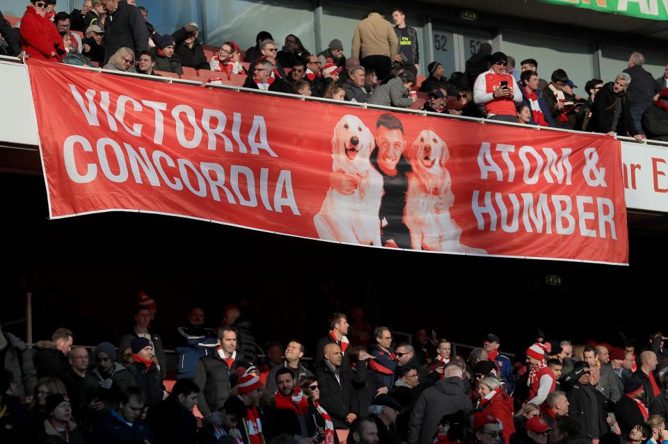  The banner that was unveiled today at Arsenal that shows the two dogs