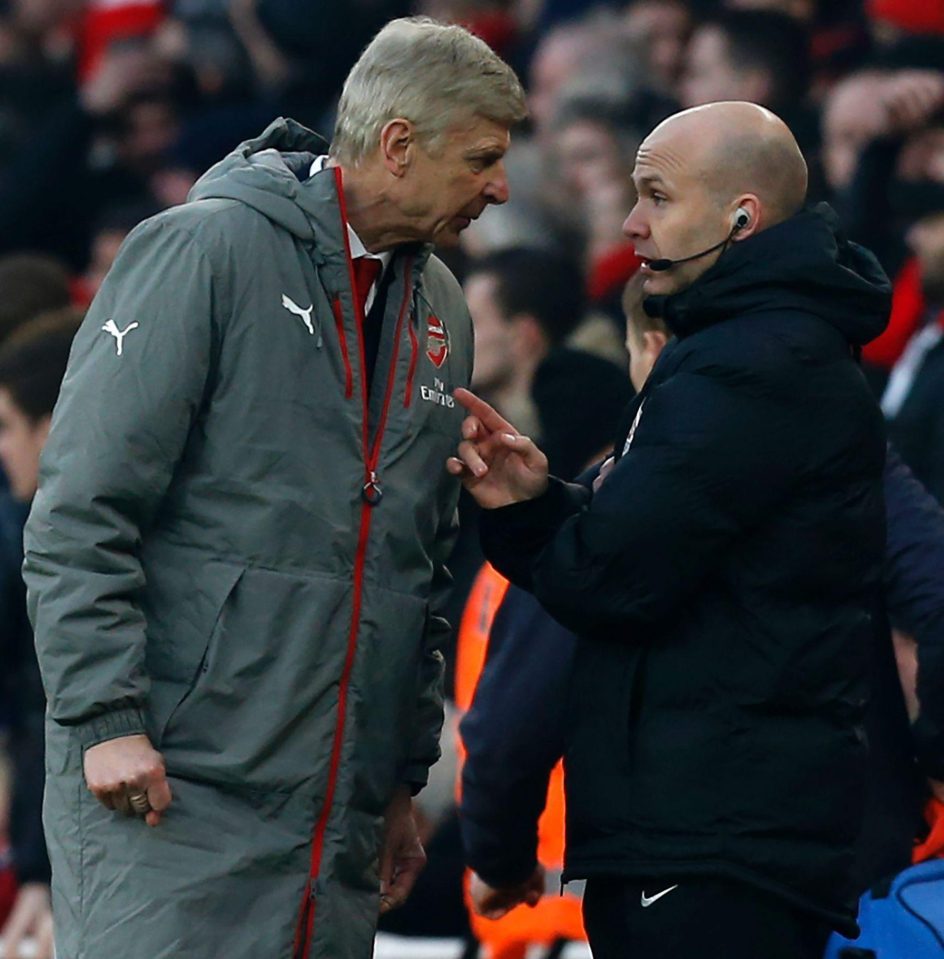  Wenger pushed fourth official Anthony Taylor during the win over Burnley