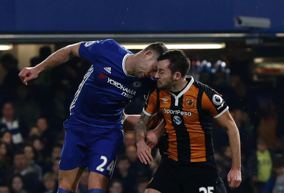 Gary Cahill and Ryan Mason experienced a sickening clash of heads