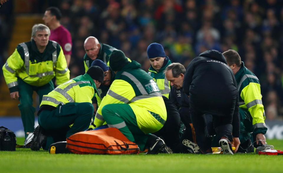  Ryan Mason suffered a suspected fractured skull after clashing heads with Gary Cahill