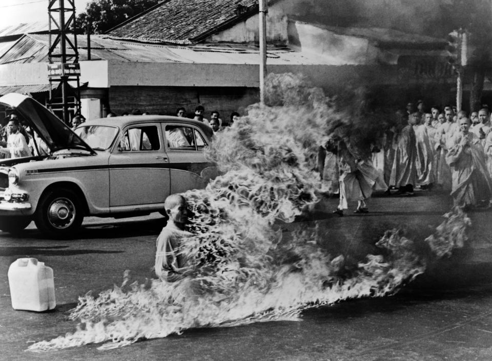  1963: Buddhist monk Thich Quang Duc poured petrol over his body and set himself on fire in protest of the Vietnamese government