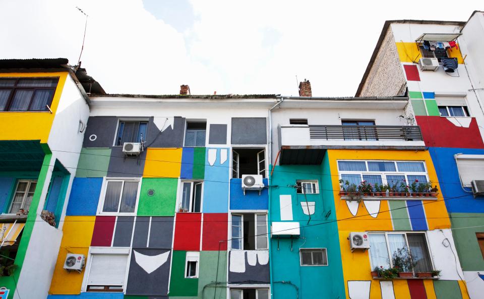  Painted houses in Tirana, Albania