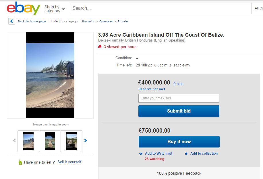  You can now bid for your own piece of paradise - but it'll cost you, as the asking price starts at £400,000