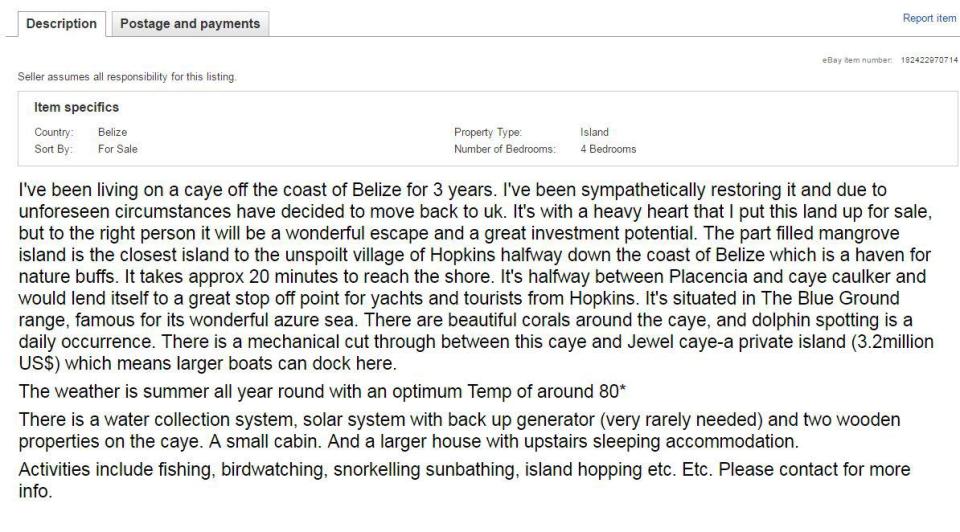  Full description of the Caribbean Island for sale