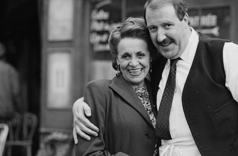  British actress Carmen Silvera (1922-2002) and actor Gordon Kaye posed together in character as Edith Artois and Rene Artois