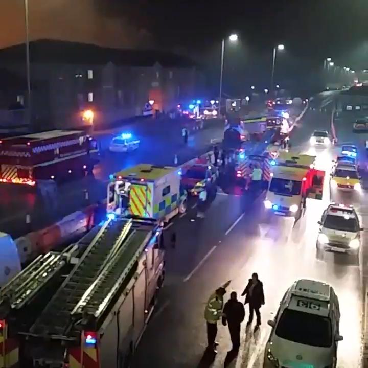  Emergency services surround the A127 after a flat explosion in Hornchurch