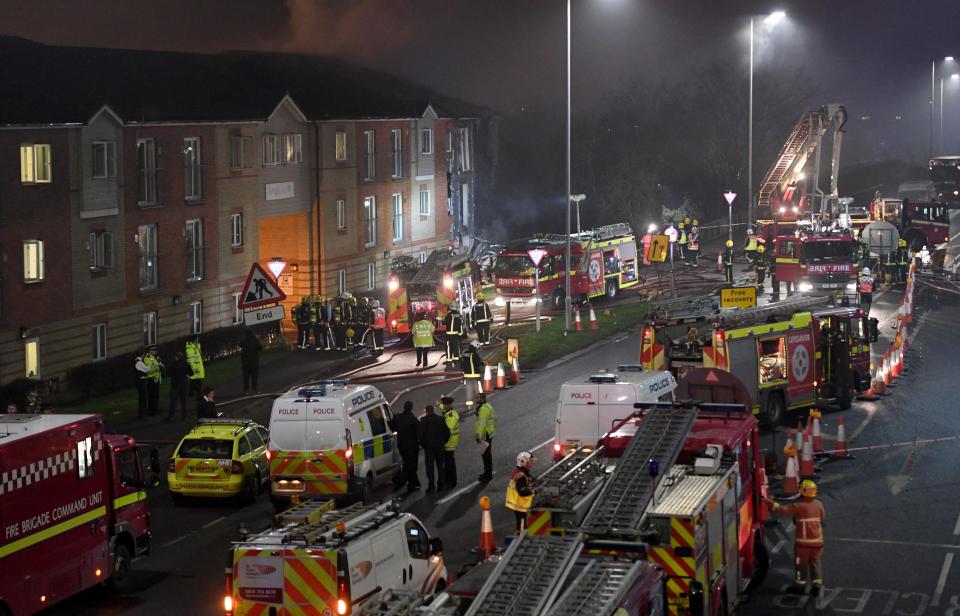  Police, fire and ambulance crews at the scene of the blast at a ground floor property in Ardleigh Green Road