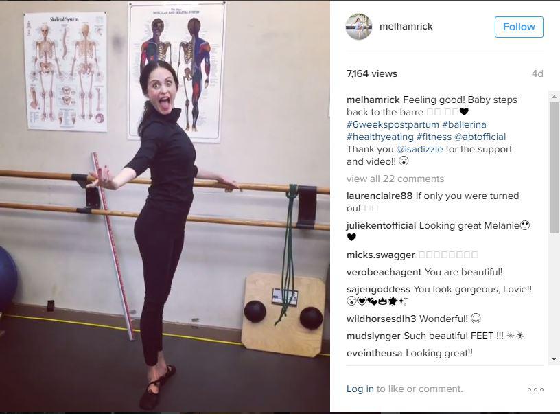  Melanie Hamrick looked delighted to be back at her barre class