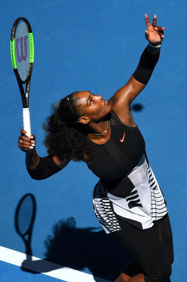  Serena Williams was evidently unhappy with the quality of her serves during her victory