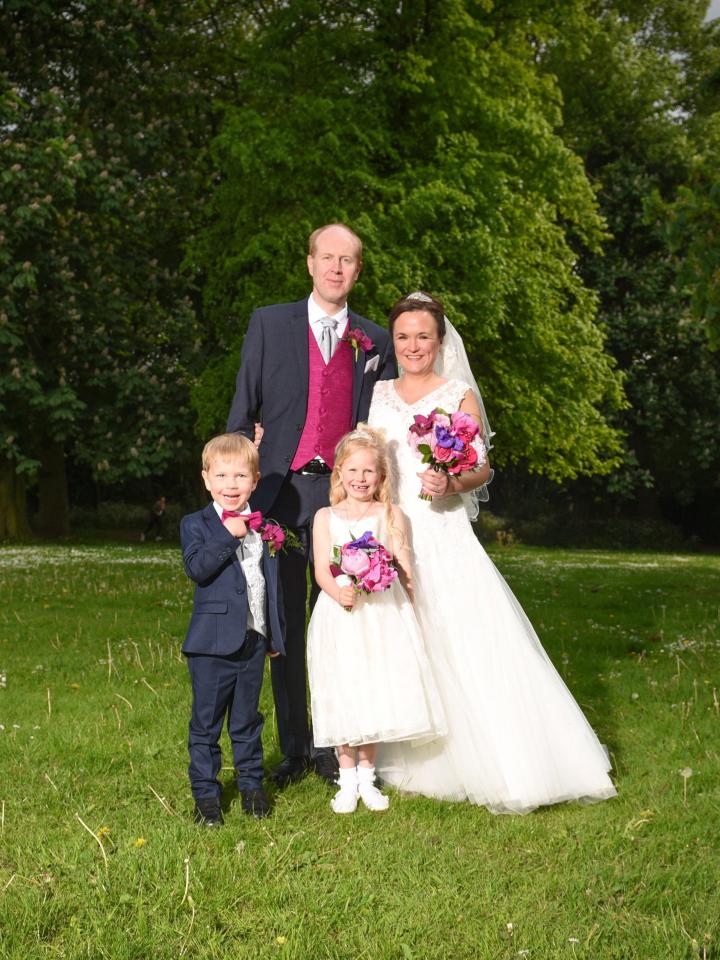  Ian, Louise, with Ian's children Joshua and Daisy on their wedding day