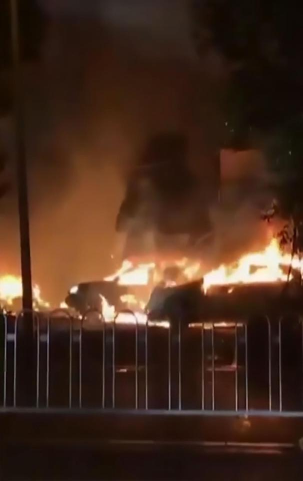  Cars were set alight as the fire spread