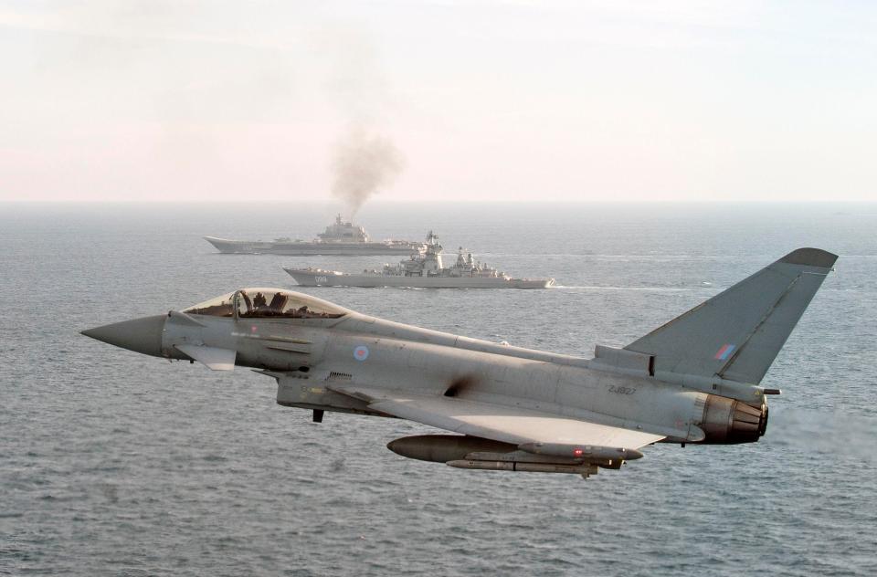 A Royal Air Force Typhoon shadowed the Russian fleet as it travelled through the English Channel