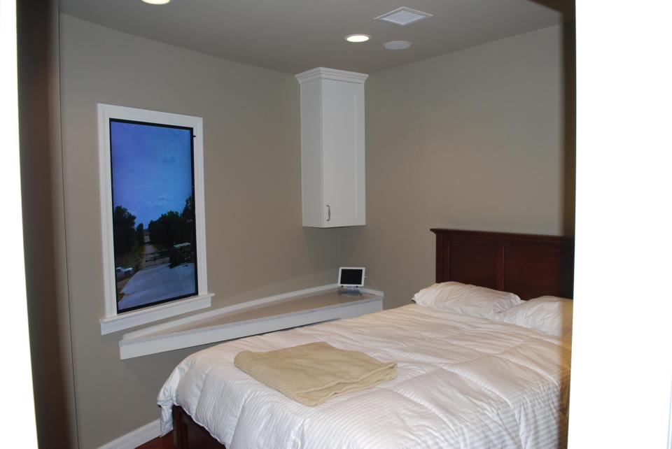  One of the cosy bedrooms in the survival condo in Kansas