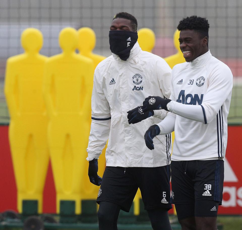 Axel Tuanzebe enjoying training for MAxel Tuanzebe enjoying training for Manchester Unitedanchester United