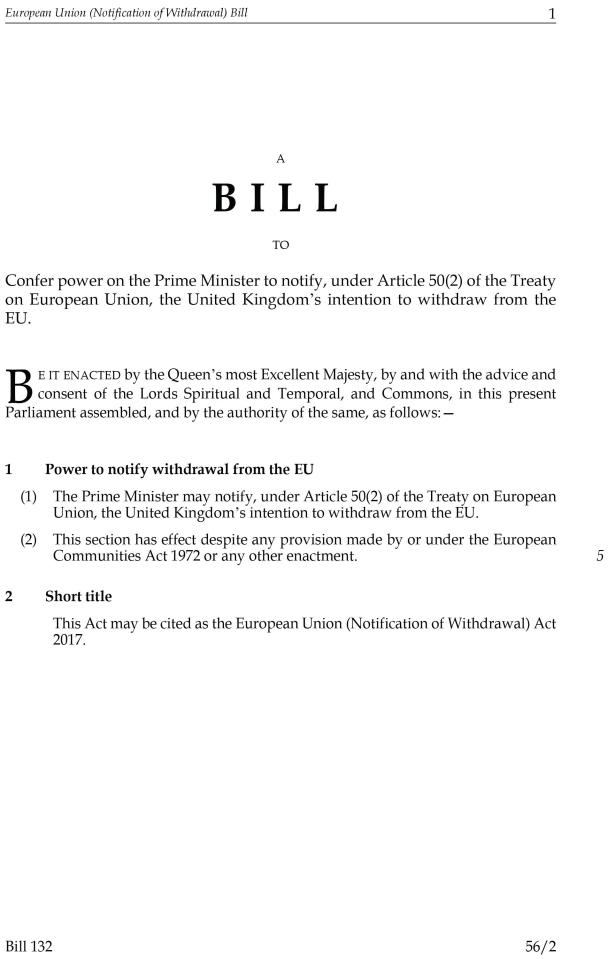  The bill - just 137 words long - was unveiled today