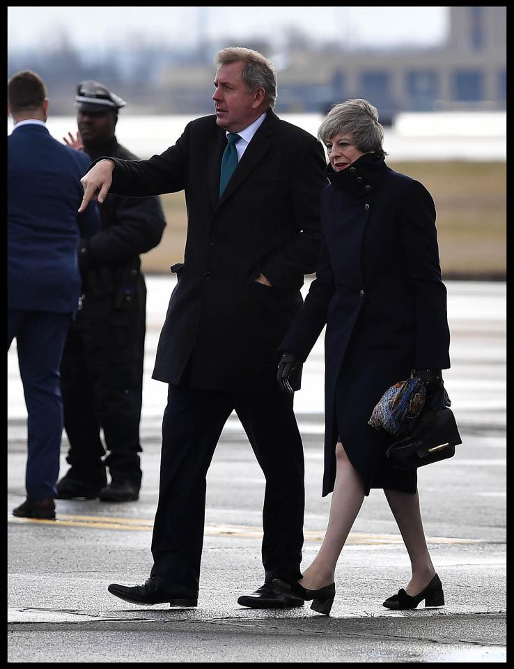  Mrs May arrived in Philadelphia this evening ahead of her meeting with the US President