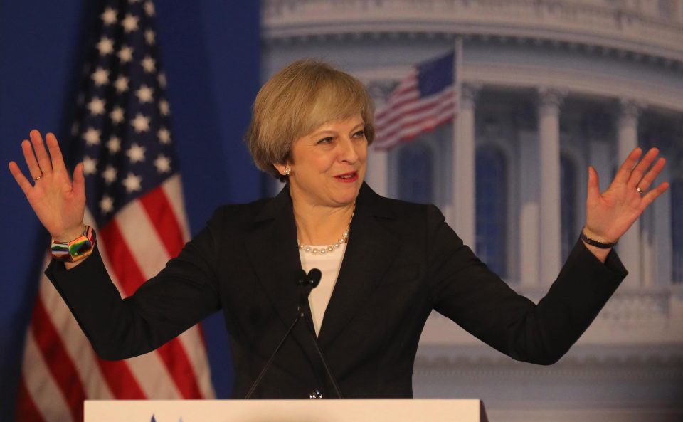  Theresa May was the first serving foreign head of government to address the Republican away day