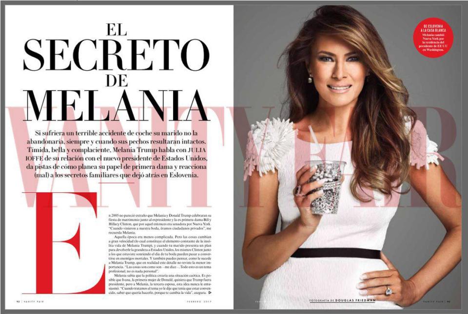  The First Lady is seen holding a glass full of diamonds in the magazine's editorial spread