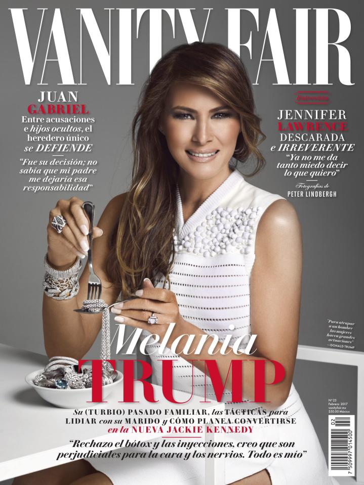  Melania Trump appeared on the cover of Mexican Vanity Fair appearing to eat a bowl of diamonds