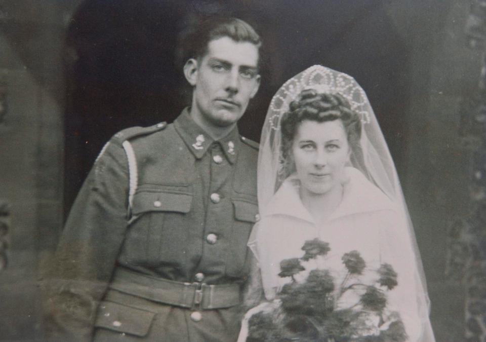  Geoffrey and Edith Bacon on their wedding day in 1942