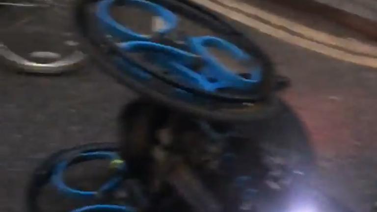  The man's bike was left mangled after the crash on Endell Street in Camden on Thursday