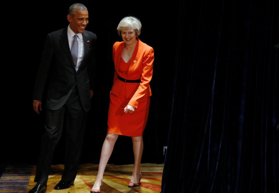  At the same G20 conference, the PM was spotted in her Amanda Wakeley outfit alongside President Obama