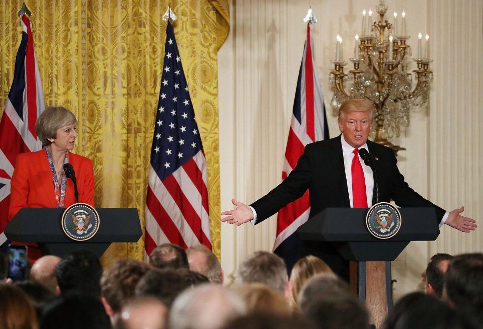  May and Trump during their joint press conference at the White House, Washington DC, USA, following their bilateral meeting