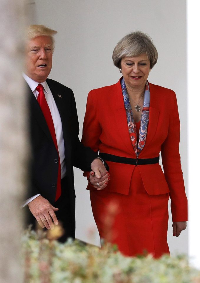  On the landmark visit, Trump broke with protocol and held Mrs Mays hand as they walked through the White House