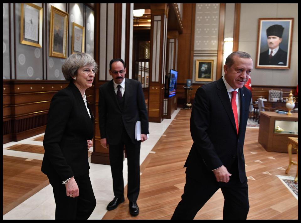  Mrs May was at the Presidential Palace to have talks with the President and Prime Minister of the country