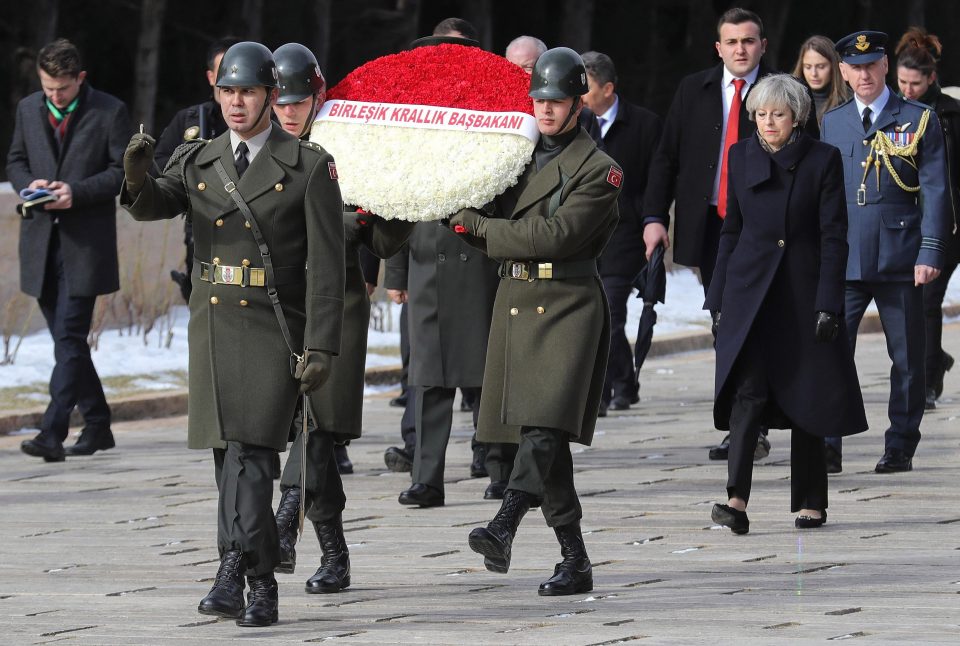  She laid the wreath as part of a special ceremony in Ankara today