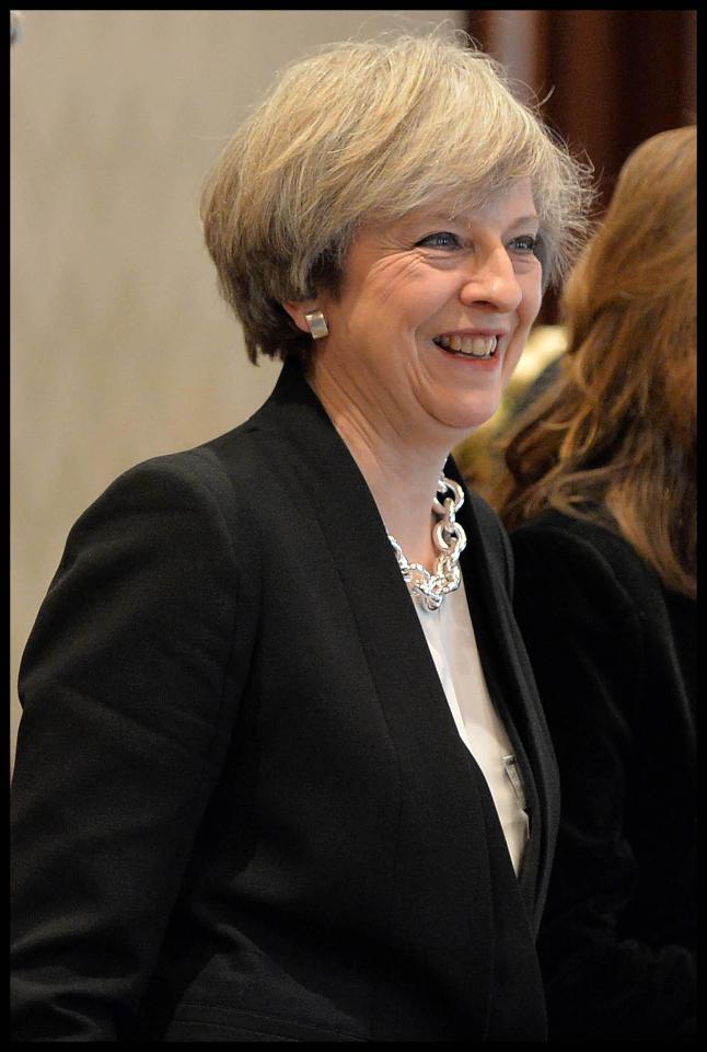  Mrs May was all smiles as she met the President this morning